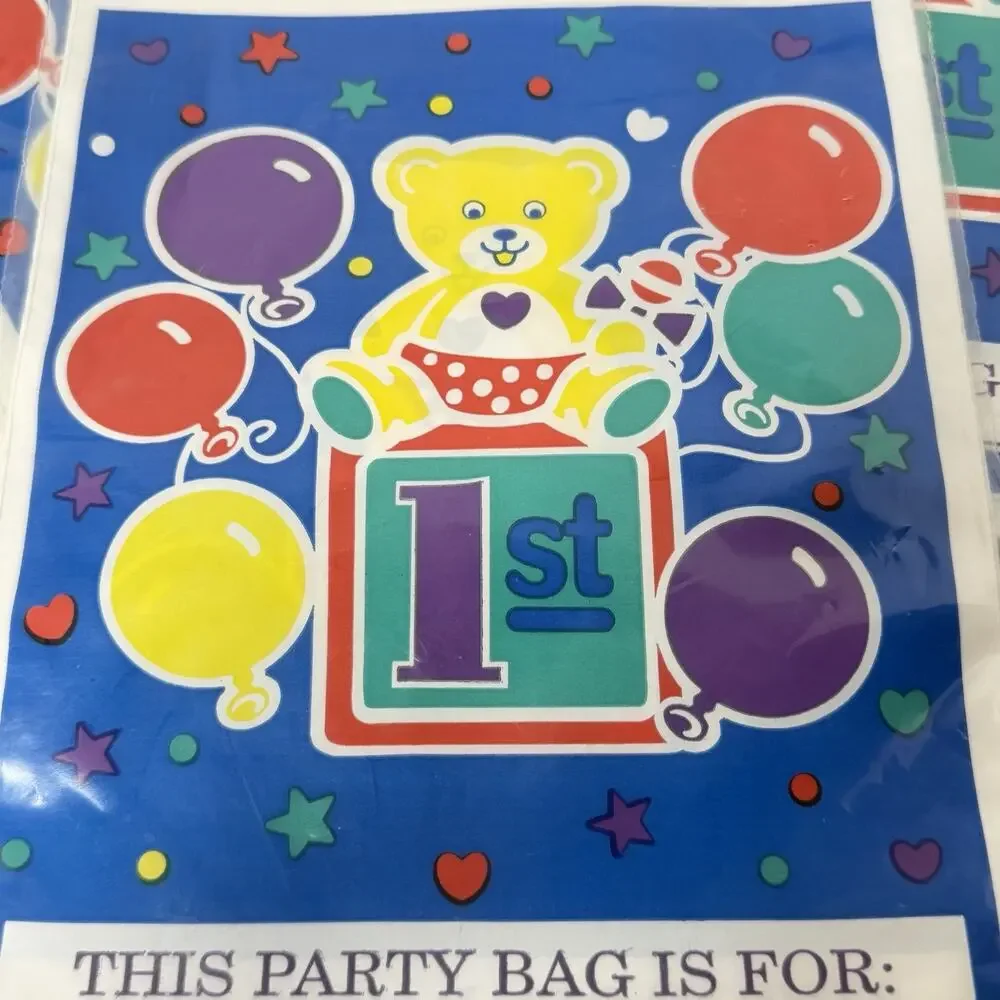 Vintage 1st Birthday Bear Plastic Party Bags 8 Count X 3 Party Creations Treat